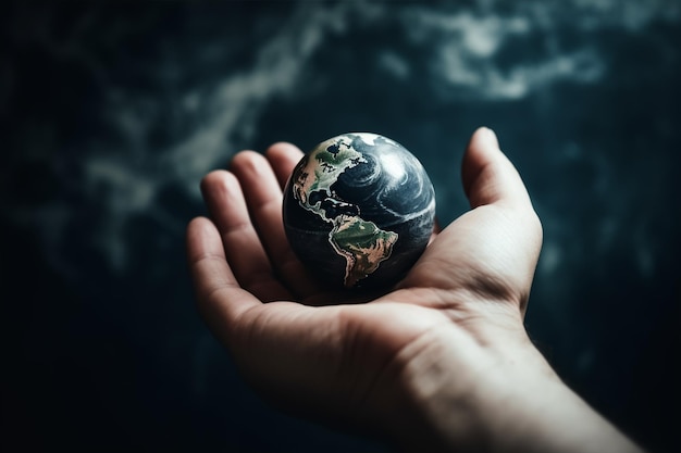 A person holding a globe in their hands