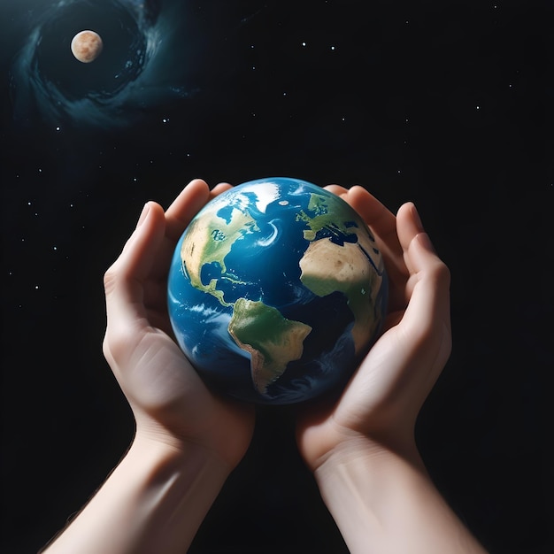 a person holding a globe with the earth in their hands