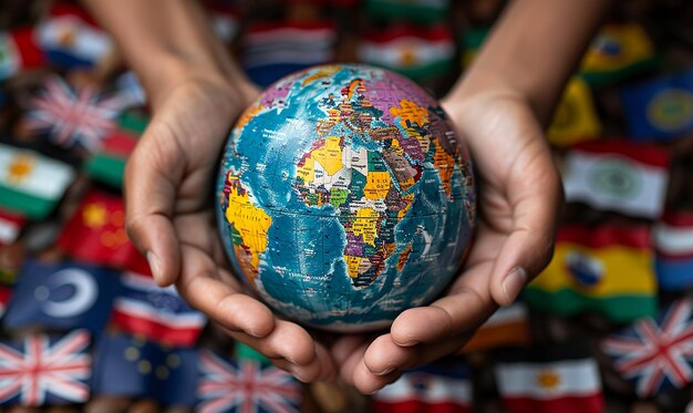 a person holding a globe with the words quot countries quot on it