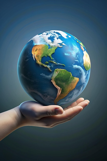 a person holding a globe with the world on it