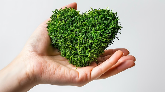 a person holding a heart shaped green plant in their hands