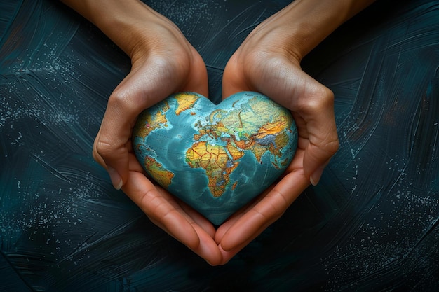 Person holding heartshaped earth