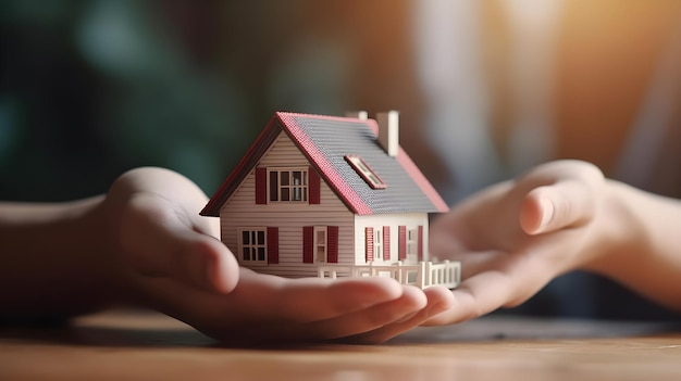 A person holding a house in their hands