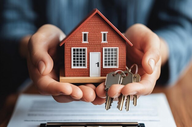 a person holding a house with keys in their hands