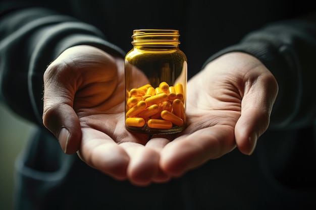 Person Holding Jar of Pills