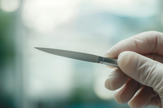 Photo a person holding a knife with a sharp knife in their hand