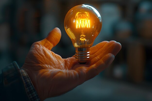 Photo person holding a light bulb with max inside it