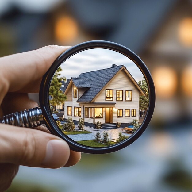 Photo a person holding a magnifying glass that says quot house quot