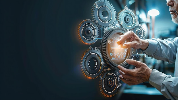 Photo a person holding a mechanical device with the hands holding a clock