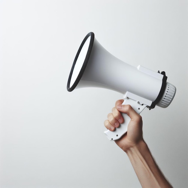 a person holding a megaphone that says megaphone