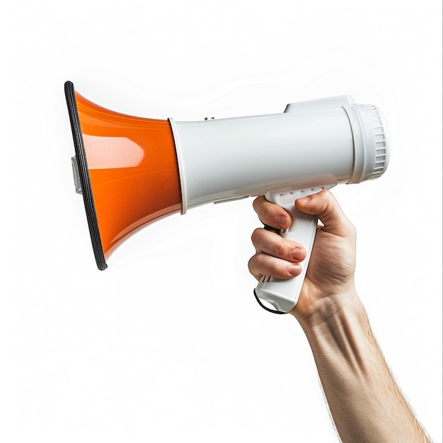 Photo a person holding a megaphone that saysmegaphoneon it