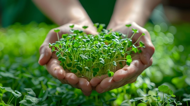 Person Holding Microgreens Generative AI