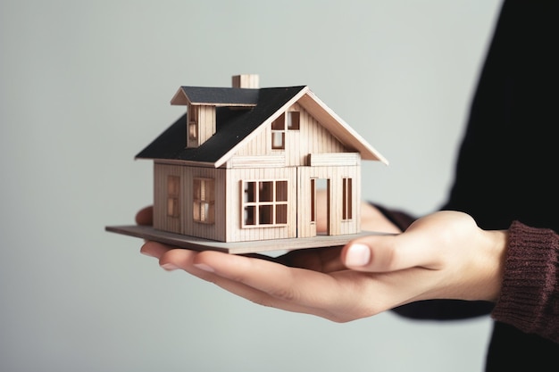 A person holding a model of a house