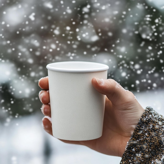 Photo a person holding a paper cup in their hand