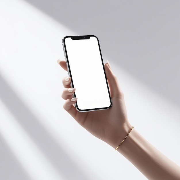 Photo a person holding a phone that has a blank screen