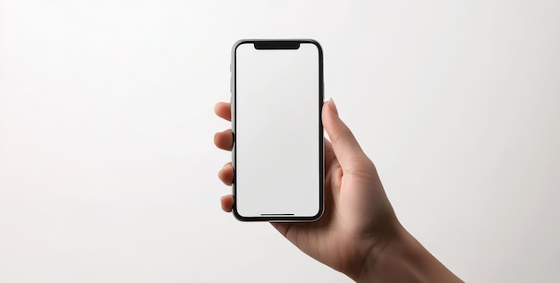 a person holding a phone with a blank screen