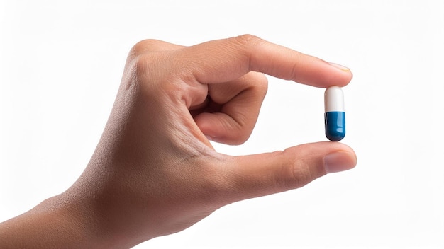 a person holding a pill that is being held in their hand