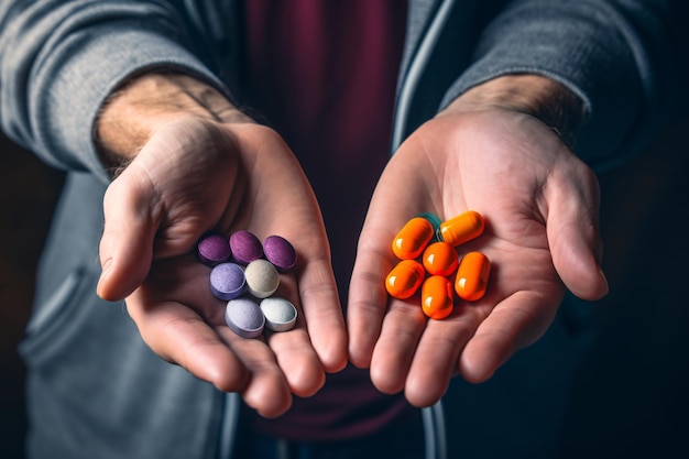 Photo a person holding pills in their hands