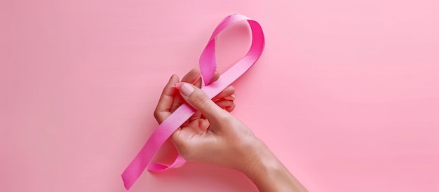 A person holding a pink ribbon Generative AI