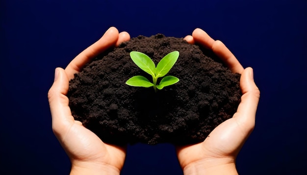 a person holding a plant in their hands