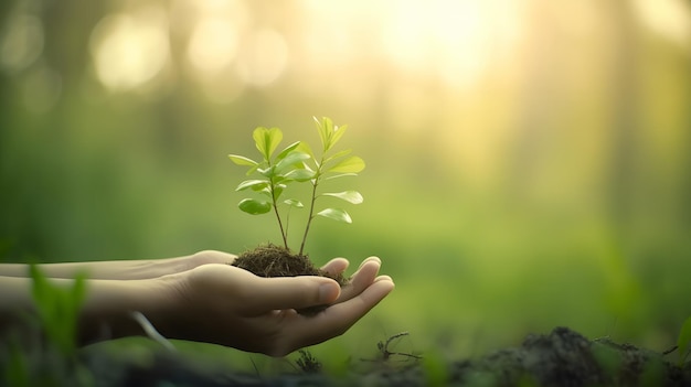 A person holding a plant in their hands