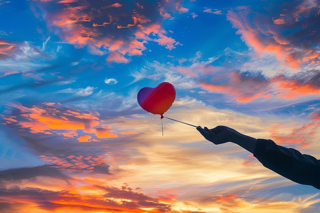 Person Holding Red Balloon in the Sky