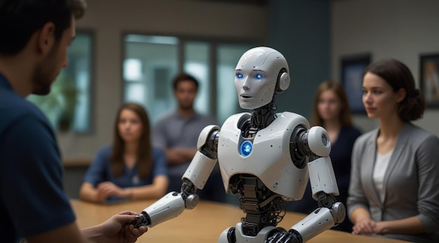 a person holding a robot that has the word robot on it