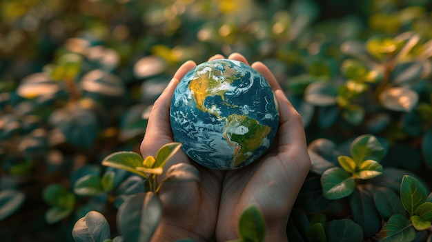 Person holding a small globe in their hands