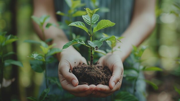 Person holding a small terrestrial plant in their hands