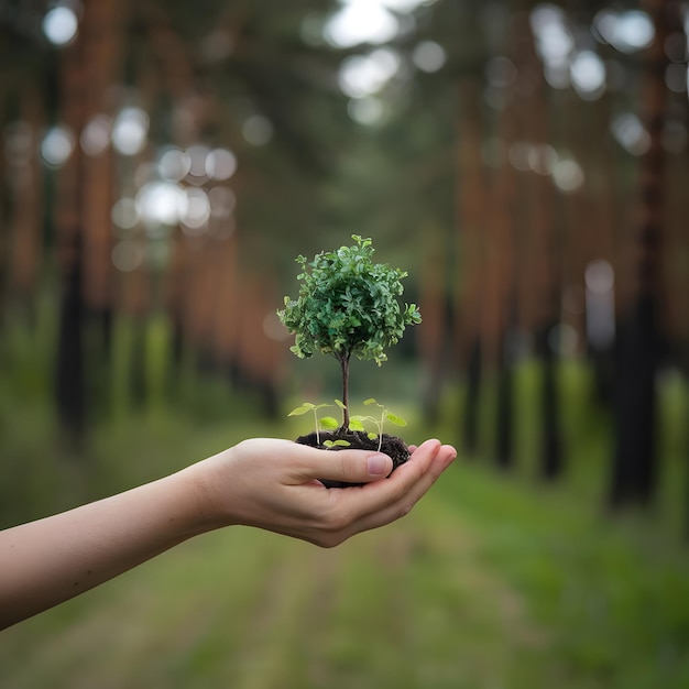 a person holding a small tree in their hands