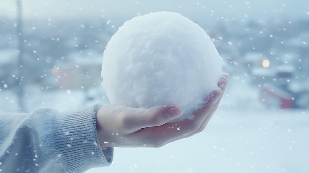 a person holding a snowball in their hand