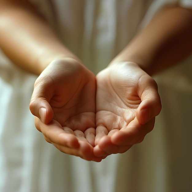 A person holding their hands in the air