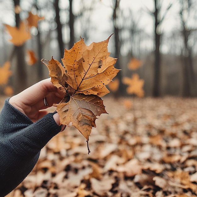 Photo person holding withered leaves