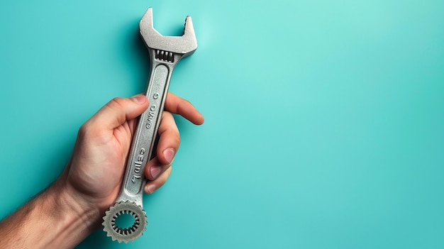 Photo a person holding a wrench that has the word  on it