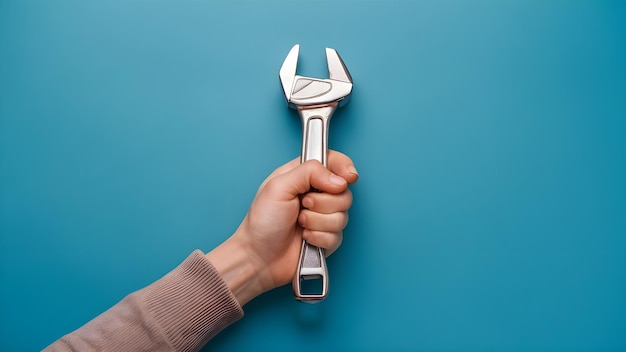 Photo a person holding a wrench that has a wrench on it