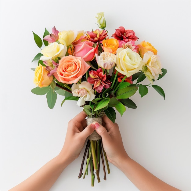 a person holds a bouquet of flowers with the words quot roses quot on the top