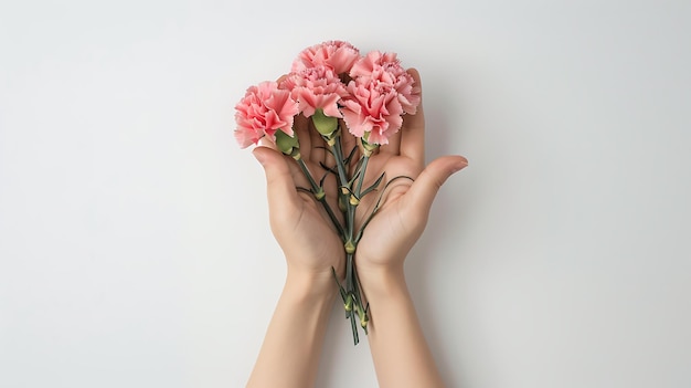 a person holds a bunch of pink roses in their hands