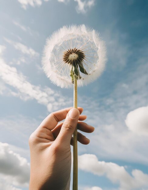 Photo a person holds a dandelion in their hand