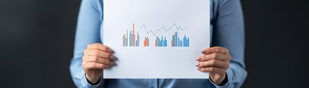 A person holds a financial chart illustrating growth and decline trends representing data analysis and market insights