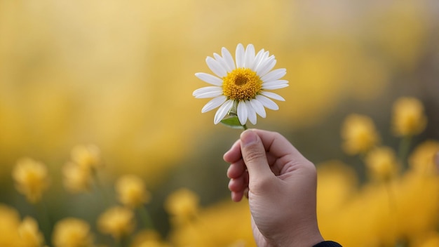 a person holds a flower in their hand