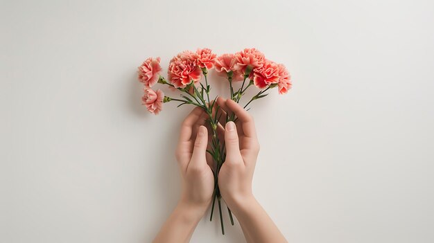 a person holds flowers in their hands