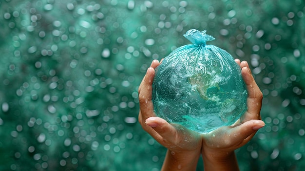 Photo a person holds a globe in their hands