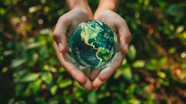 a person holds a globe in their hands