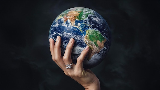 a person holds a globe with the world on it