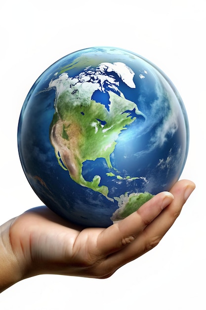 a person holds a globe with the world in their hand