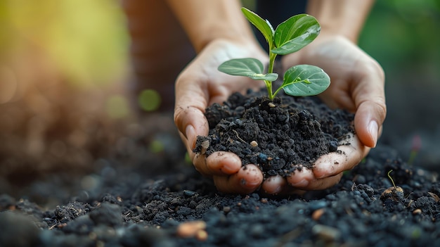 A person holds a small terrestrial plant in their hands