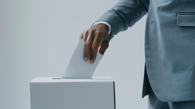 Person Inserting Paper Into Box