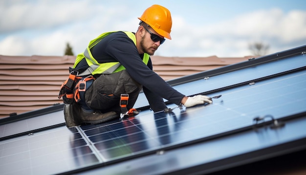 Person installing the solar panel