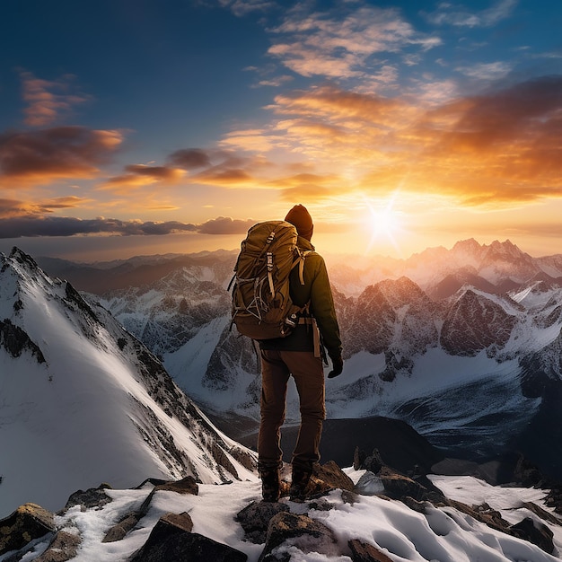 A person is climbing a rock with a rope