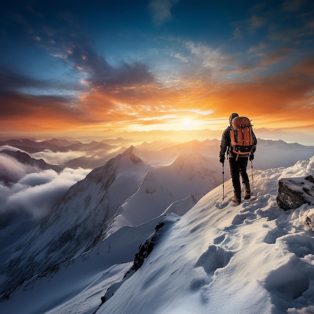 A person is climbing a rock with a rope